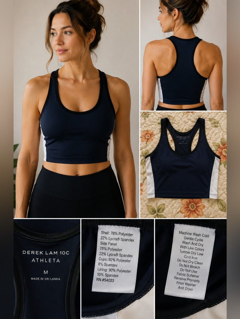 Derek Lam 10 Crosby x Athleta Black Racerback Crop Sports Top M